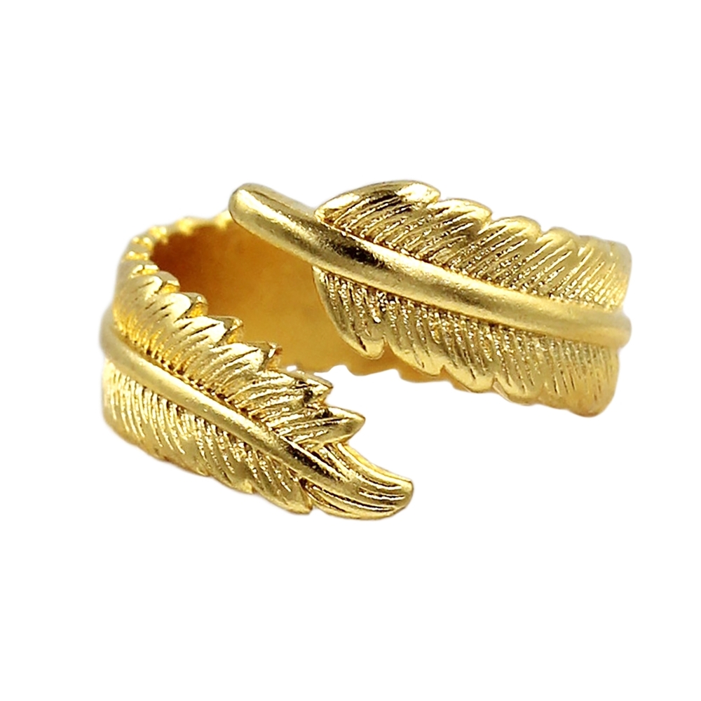 Fashion feather gold ring